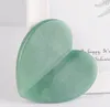 Outil de guasha facial coeur 3d en forme de jade vert jade stone gua sha massage outil pour le visage de cou d'oeil minceur de cellulite anti-rides beauté