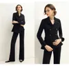 Black Slim Fit Mother of the Bride Dresses 2 Pieces Long Sleeve Formal Outfit For Weddings Tuxedos Suits (Jacket+Pants)
