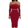 In Stock Sexy Special Occasion Dresses Strapless Evening Formal Dress Slim Long Sleeve Knee Length Party Dresses