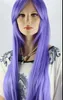 Perruque gratuite Kuroneko violet chat cosplay perruque soyeuse naturelle plat violet foncé cheveux pleines perruques