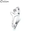 Anello in argento sterling 925 con coda di pesce, gioielli di moda, simpatici anelli con coda di sirena in cristallo, anello antico per donna