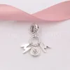 Andy Jewel Authentic 925 Sterling Silver Beads Perfect Mom Dangle Charm Soft Pink Lilac Crystal Charms Passar europeiska Pandora -stil smycken armband