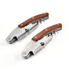 Nonslip Wood Handle Handle Corkscrew Pull Pull Tap Double Hinged Beer Red Wine Wine Opener Stainless Steel Bare Bar Tool VT1763779156