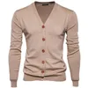 Novos Homens Cardigans Camisolas Malhas Botão Quente Cor Sólida Camisola Moda Casual Mens Casaco Frete Grátis