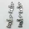 100pcs/Lot Baby Bear Alloy Charms Pendant Retro Jewelry DIY Keychain Ancient Silver Pendant For Bracelet Earrings Necklace 19*10mm