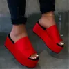 2020 여름 여자 슬리퍼 여성 플랫폼 표범 슬라이드 여성 하이힐 플랫 비 슬립 비치 방수 신발 플러스 size1