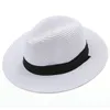 Vente en gros Summer Roll UP Straw Beach Sun Hats Femmes Beach Hats Wide Brim Panama Fedora Hat