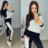 Kadın Spor Takımları Baskılı Sonbahar Takipleri Uzun kollu Sıradan Spor Kostümleri 2 Parça Giyim Seti Hoodies Sweatshirt