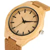 Wooden Watch Handmade Natural Wood Wristwatch Brown Leather Strap Band Bamboo Quartz Watches for Men Gitfs232h