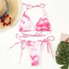 Melpheier Bikini 2020 Girls String Ties Halter Бразильский Бикини Купальник Письмо Печать Купальники Летний Пляж Носить Купающийся Костюм