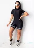 女性豪華なスポーツジャンプスーツサマーソリッドカラーオンピースromperデザイナーレタープリント半袖ショートパンツオーバーシングClot8706214