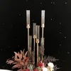 6pcs/lot 8 hoofden metalen kandelabra goud kaarsenhouder acryl trouwtafel middelpunt kaarsenhouders kandelabrum decoratie