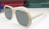 Whole-Designer 0427 zonnebril voor dames met diamanten stenen ontwerp 0427S Bril met vierkant montuur Topkwaliteit brillen UV400 Prote237G