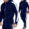 Fashion-Men Zipper TrackSuit Mode Side Striped Hoodies Hoodies Jacket Byxor Spåra kostymer Män Casual 2 Pieces Sweatsit