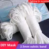 Máscara elástica corda 2.5-3mm redondo branco elástico elástico máscara núcleo núcleo corda feita artesanal diy acessórios de roupa protetora 50 metros
