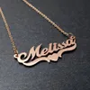 Collier avec nom personnalisé, pendentif avec lettre personnalisée, plaque signalétique en or, bijoux cadeau pour elle