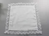 Blanc Dentelle Mince Mouchoir Femme Cadeaux De Mariage Décoration De Fête Serviettes En Tissu Plaine Blanc DIY Mouchoir 23 * 25 cm YD0122