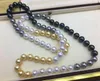10-11mm Natural Sea Shell Pearl Necklace Round Mixed Color Sweater Chain Beaded Necklaces 80cm 3659