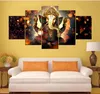 HD Canvas Wall Art Painting Elephant God Style Pictures For Living Room 5 Panel Lord Ganesha Cuadros Modern Decoration Paintings3339281
