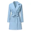 Womens Winter Lapel Wool Coat Trench Casual Female Warm Pocket Belt Solid Long Outwear Overcoat Tops #Zer