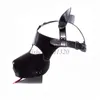 Bondage Microfiber Headgear Leather Dog Puppy Red Tongue Roleplay Hood Cosplay Mask Head #R45