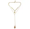 Gold Farbe Perle Kauri Shell Choker Halskette für Frauen Mode Muschel Anhänger Halskette Lange Kette Kragen Böhmen Schmuck GB986