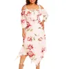 Grande taille robe de soirée d'été femmes Boho imprimé fleuri épaule froide longue robe femmes vêtements 2019 Vintage à lacets robe Maxi