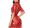 Babydoll Lingerie erotica da donna in pizzo Lingerie sexy con scollo a V indumenti da notte trasparenti cardigan da notte Prospettiva domestica9C22