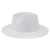 Branco Red Doublesididided Concathing Hat Felt Men Women Brim Brim Panamá Fedora Hats Western Cowboy Faux Woolen Hat com cinto