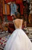 Vestidos de Liz Martinez v pescoço sem costas Boho vestidos de noiva com miçangas tule uma linha vestido de noiva praia vestido de novia 0505