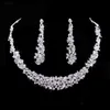 Wholesale mode argent couleur cristal mariée 3pcs set collier floral boucles d'oreilles bandeau de bijoux de mariage diadème bijoux de mariée pour femmes