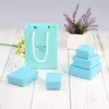 [DDisplay]Pure Color Sky Blue Jewelry Box,Trend Lenny Pattern Ring Gift Case, Special Paper box for Necklace, Festival Pendant Display