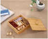 Boîte de stockage de nourriture en vrac en bambou et bois, boîte de fruits secs, boîtes à bonbons en treillis en bois avec couvercle, organisation créative de collations à la papaye