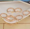 Neuankömmling Blätter Blatt V-Gelenk Ring mit Fingerkette 6-teiliges Ringset Ringe für Frauen