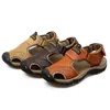 Venda quente-mens tamanho grande caminhadas genuíno sandálias de couro fechado dedo pescador sapatos de praia moda 2018 novo quente