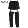 TCJULY Autumn 2018 New Harajuku Cargo Pants Women Hollow Out Detachable High Waist Trousers Loose Casual Black Full Length Pants