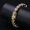 18k Yellow Gold Plated CZ Bracelets for Men Iced Out Hip Hop Bling Chain for Men Jewelry Gift