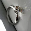 Gratis skickad certifikat 100% Original 925 Solid Silver Lab Diamant Bröllop Ringar för Brud Kvinnor Förlovning Gift Smycken LR121