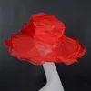 2019 Ivoire Large bord Organza Chapeau Net chapeau Plume fascinateur Chapeau robe formelle pour Kentucky derby église courses de mariage fête