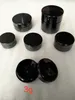 3Gram Cosmetic Sample Empty Jar Plastic Round Pot Black Screw Cap Lid, Small Tiny 3g Bottle, for Make Up, Eye Shadow, Nails, Powder, Paint