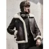 2024 Uomini Bomber di pelle di pecora Shearling Giacca in vera pelle da uomo Giacche da moto Cappotto da volo aereo Doppio lato di usura