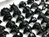 Bulk lots 50pcs Styles Mixed Black Plated Skull Skeleton Gothic Ring Whole Man Boy Punk Cool Rocker Metal Rings New Arrival Je259P