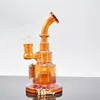 Bong en verre de conception de gâteau de 9 pouces couleur métallique conduite d'eau en verre teinté dab rigs nouveau recycleur de cadeau à vendre