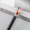 Crystal Ball Rose Top Ballpoint Pen Penit Pen Blue Black Bläck Immortal Flower Tillbaka till skolan Student souvenir WJ069