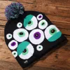 Led Halloween Knitted Hats Kids Baby Moms Warm Beanies Crochet Winter Caps For Pumpkin Skull Cap Party Decor Gift Prop RRA2142