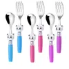 Handle bonito colher Urso dos desenhos animados Fork Crianças de aço inoxidável Estudantes Louça for Soup Pasta Salad presentes portáteis ZC1998