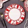 Clássico Chinês Vermelho Bone China Conjunto De Grupo De Porcelana Conjunto De Café De Café De Café Cerâmica Tigelas Placas Copas e Disco Housewarming Presente