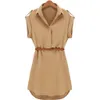 Basic Casual Dresses Summer Dress Women Loose Short Sleeve Mini with Belt High Quality Vestido Hot Sale Clothes