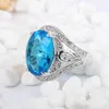 SHUNXUNZE christmas gifts fashion charms Engagement wedding rings for men and Noble Generous women Blue Cubic Zirconia Rhodium Plated R382