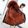 Kai-Mo Women Fur Coat Long Parka Waterproof Big Collar Hood Thick Warm Liner Winter Jacket Luci22